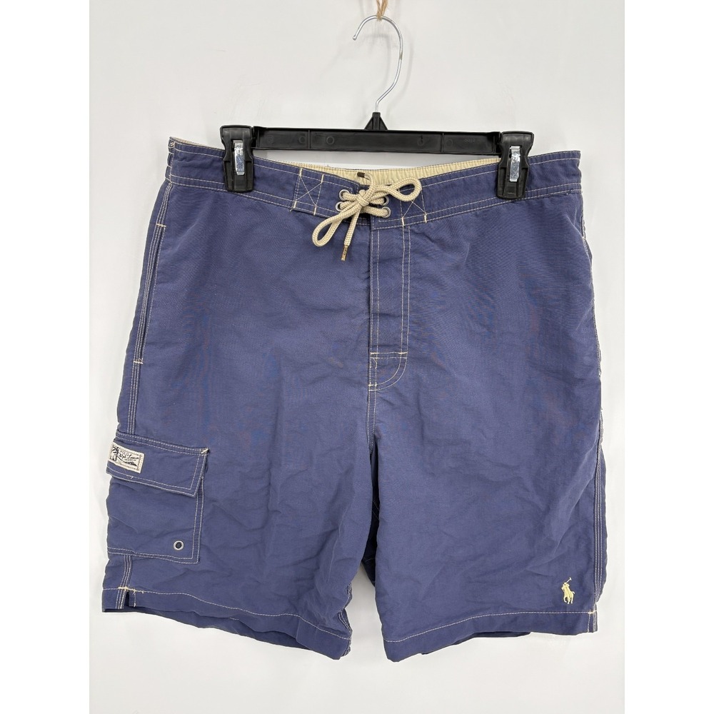 Polo Ralph Lauren VTG Men's Blue Kailua Swim Trunks Board Cargo Shorts, Medium